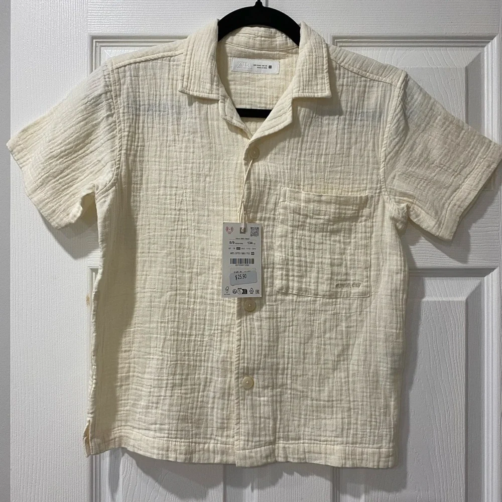 Zara Kids Cream Button Down Shirt